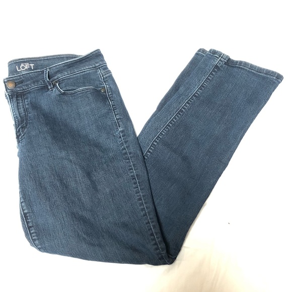 Loft Dark Wash Curvy Straight Jeans Mid Rise EUC - Picture 2 of 10